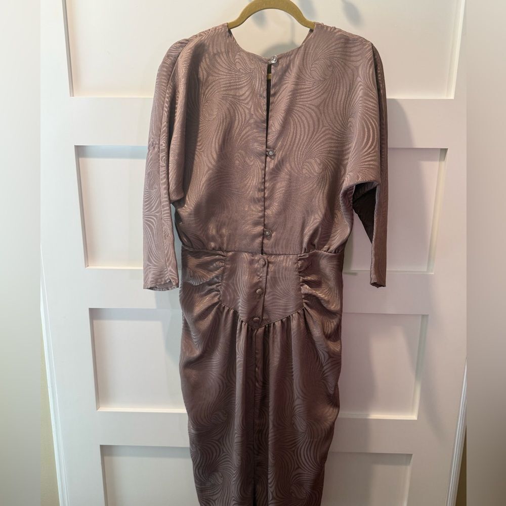 Vintage Positive Influence Taupe Textured Midi Dress View 2